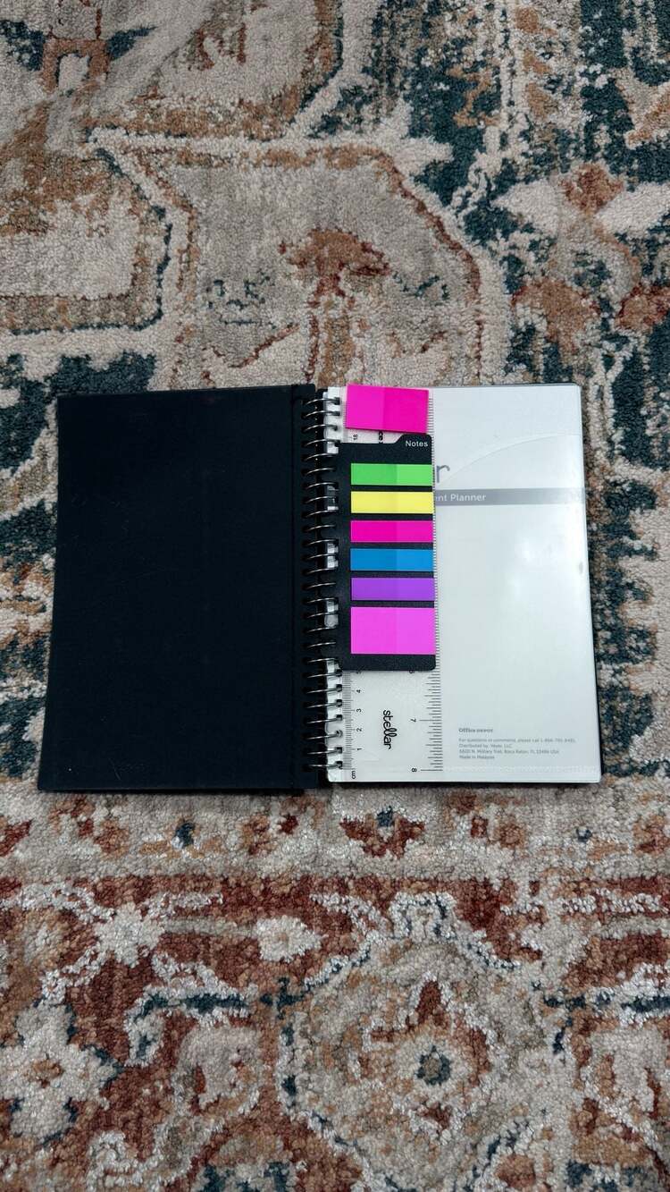 Stellar Student Planner 5.5" x 8.5" Black Weekly Monthly Academic